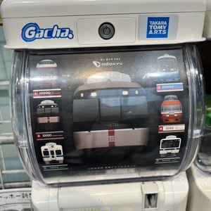小田急の改札構内にあったガチャ．100円を入れるところを指して100円だと言い切るカミさん．値段書いてなかった．.jpeg